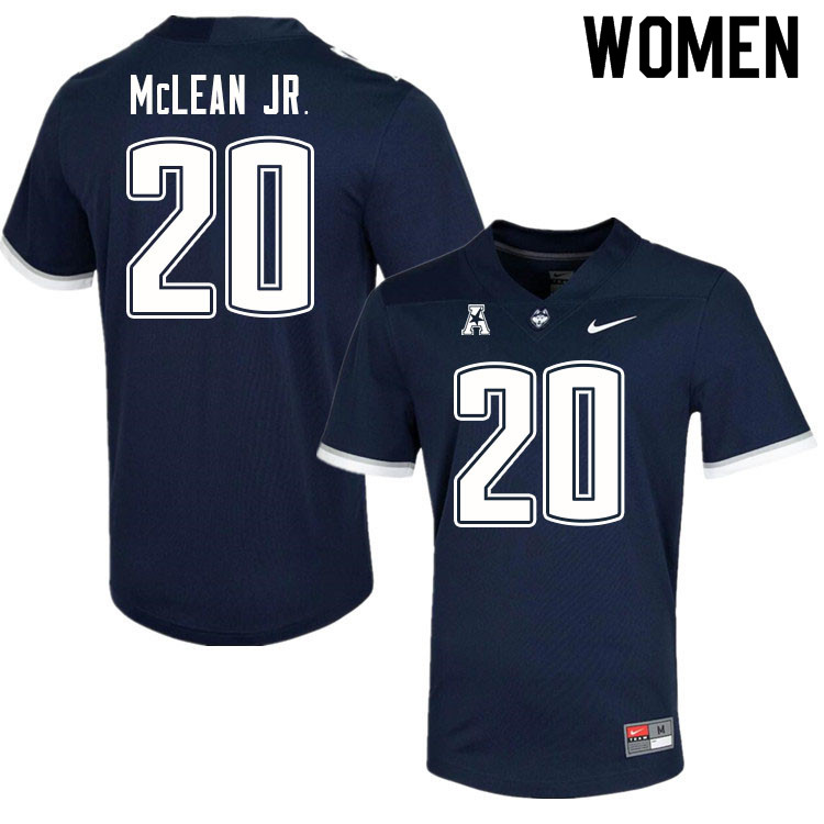 Women #20 Deon Mclean Jr. Uconn Huskies College Football Jerseys Sale-Navy